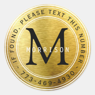 Monogramm in Gold-Metallic verloren und gefunden Runder Aufkleber