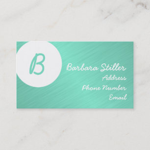 Monogramm in metallischer Türkis Visitenkarte