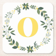 Monogramm in O in Gold/Lemon mit Blumenring