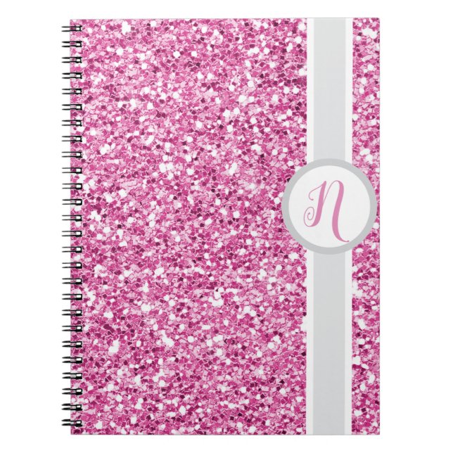 Monogramm in rosa Glitter Notizblock (Vorderseite)