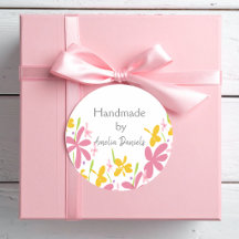 Monogramm in Rosa und Gelb, handgefertigt von