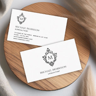 Monogramm in Schwarz und Weiß als Initiale in eine Visitenkarte