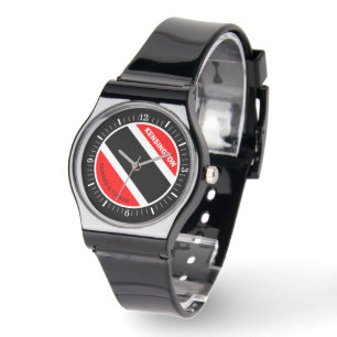 Monogramm in weißer Text Trinidad und Tobago Armbanduhr