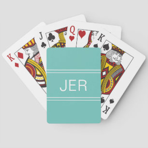 Monogramm individuell personalisiert modern Türkis Spielkarten