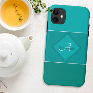 Monogramm individuelle Name Drei Aquamarine Streif Case-Mate iPhone Hülle