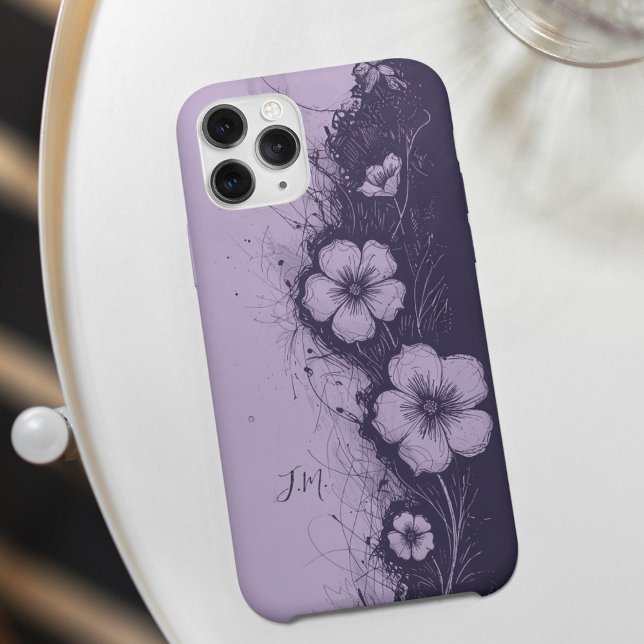 Monogramm-Individuelle Name für Blume mit zwei Lil Case-Mate iPhone Hülle (Von Creator hochgeladen)