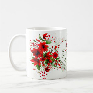 Monogramm individuelle Name Rot Blume Kaffeetasse