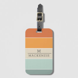 Monogramm Individuelle Name Streifen Peach Blue Co Gepäckanhänger