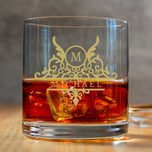 Monogramm Individuelle Name Verziert Personalisier Whiskyglas