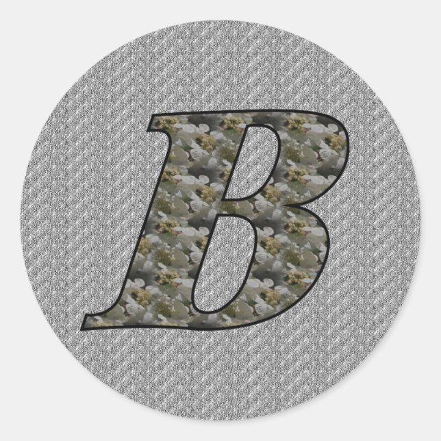 Monogramm Initial B Hydrangea Floral Sticker (Vorderseite)