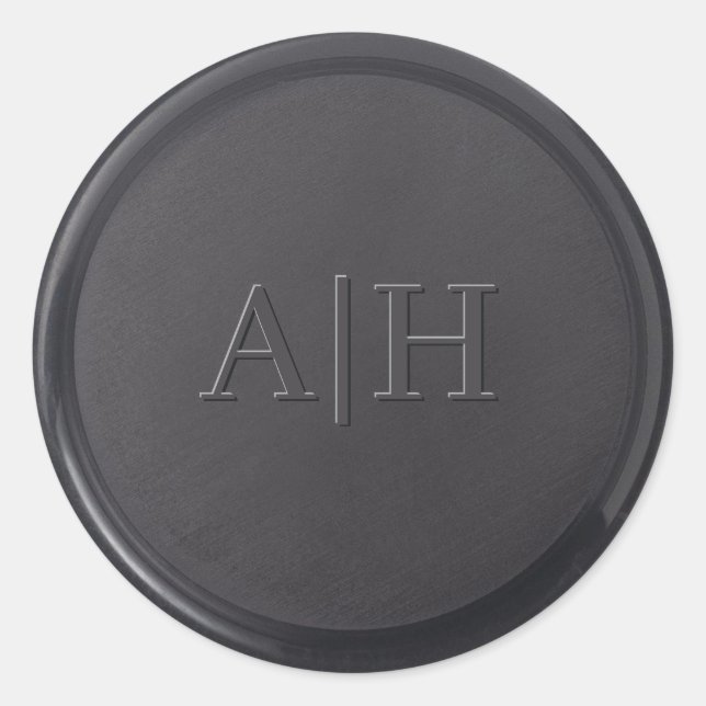 Monogramm Initial Black Wax Siegel Sticker (Vorderseite)