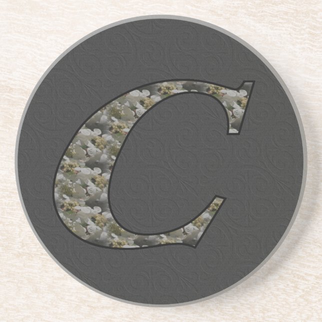 Monogramm Initial C Hydrangea Floral Drink Unterse Untersetzer (Vorne)
