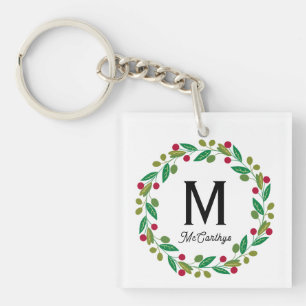 Monogramm initial - Chrismas-Kranz Schlüsselanhänger