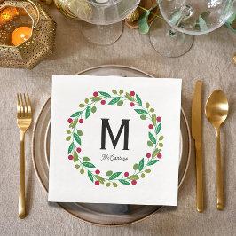 Monogramm initial - Chrismas-Kranz Serviette