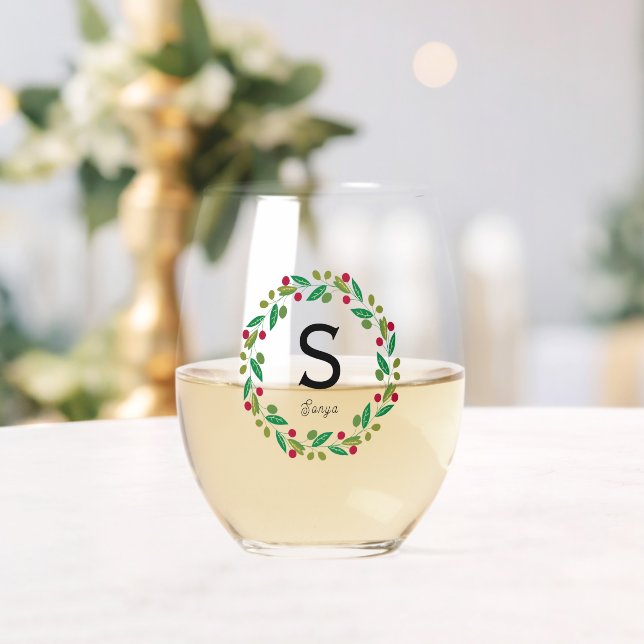 Monogramm initial - Christmas Weinglas Ohne Stiel (Insitu (Hochzeit))