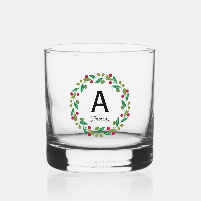 Monogramm initial - Christmas Whiskyglas (Vorderseite)