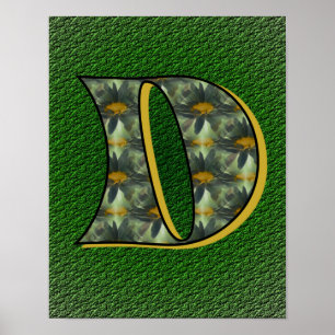 Monogramm Initial D Gänseblümchen-Blumenkunst Poster