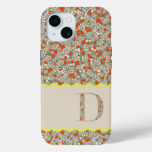MONOGRAMM INITIAL D GRÜNE UND ROTE KLEINE BLUME Case-Mate iPhone HÜLLE
