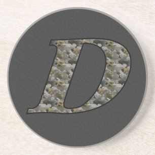 Monogramm Initial D Hortensienblüten Sandstein Untersetzer