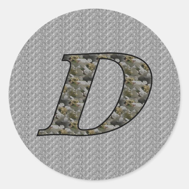 Monogramm Initial D Hydrangea Floral Sticker (Vorderseite)