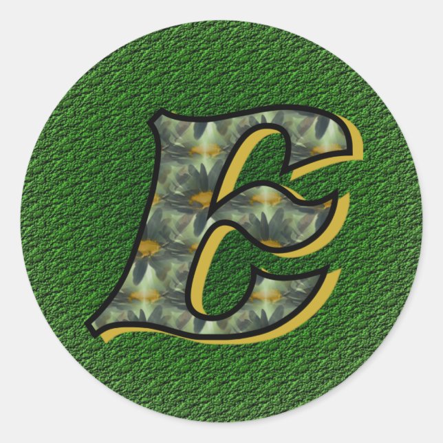 Monogramm Initial E Black Daisies Aufkleber (Vorderseite)