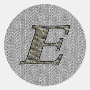 Monogramm Initial-E-Hydrangea-Floral-Aufkleber Runder Aufkleber