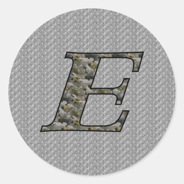 Monogramm Initial-E-Hydrangea-Floral-Aufkleber Runder Aufkleber (Vorderseite)