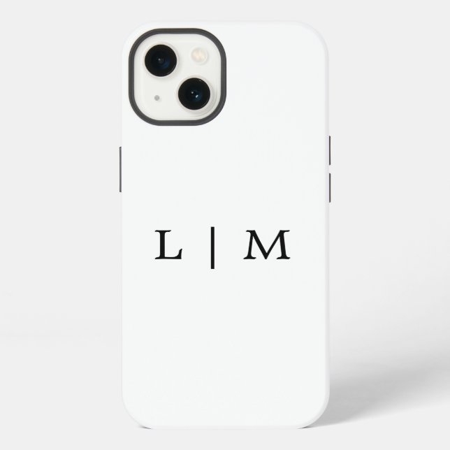 Monogramm Initial Einfach Schwarz und Weiß Minimal iPhone Hülle (Rückseite)