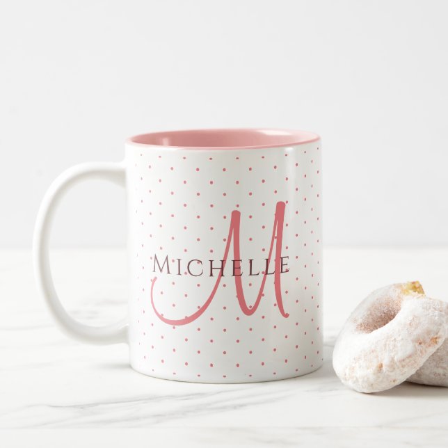 Monogramm Initial Ersetzen Sie Ihren Namen Charism Zweifarbige Tasse (Mit Donut)