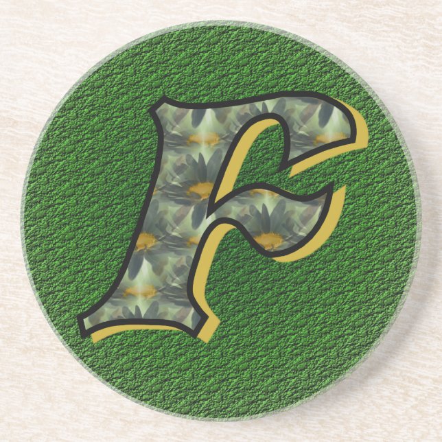 Monogramm Initial F Black Daisies Drink Untersetze Untersetzer (Vorne)