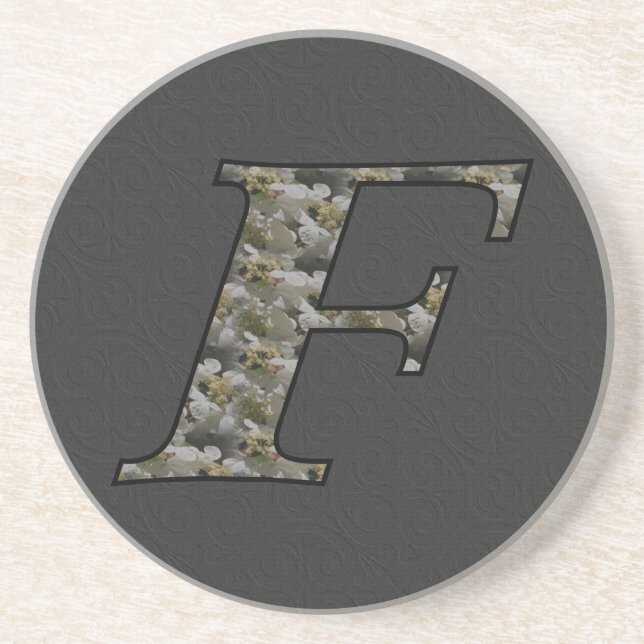 Monogramm Initial F Hydrangea Floral Drink Unterse Untersetzer (Vorne)