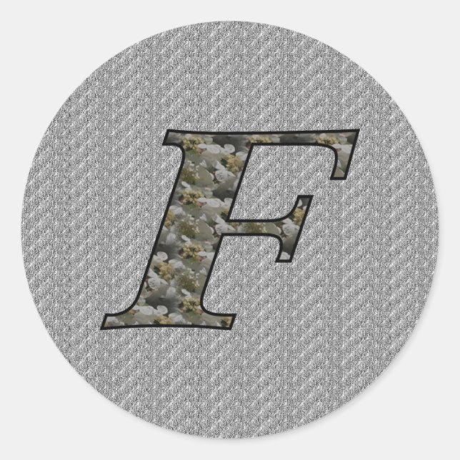 Monogramm Initial F Hydrangea Floral Sticker (Vorderseite)