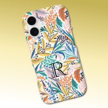 Monogramm Initial Farbiges Botanisches Muster