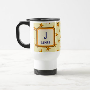 Monogramm Initial Fett Gold Stern Vorname Reisebecher