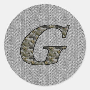 Monogramm Initial G Hydrangea Floral Sticker