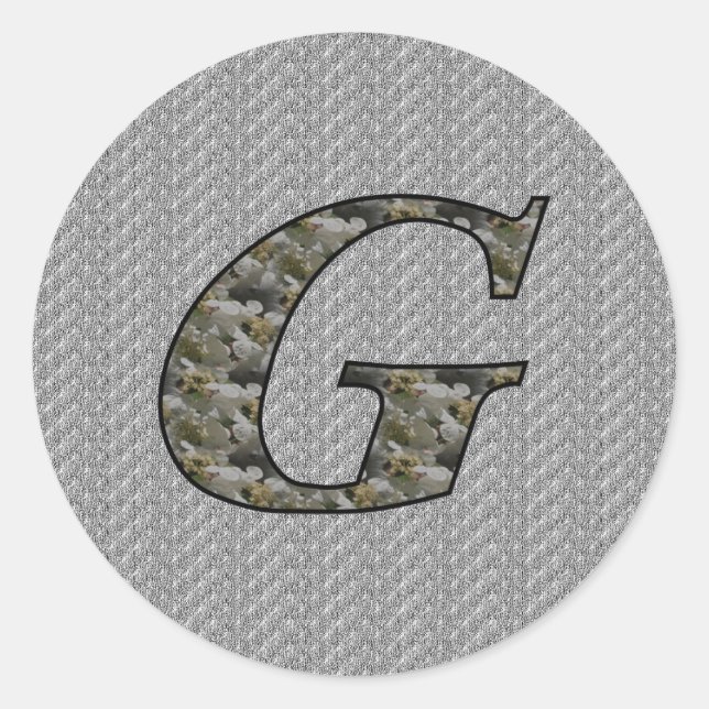 Monogramm Initial G Hydrangea Floral Sticker (Vorderseite)