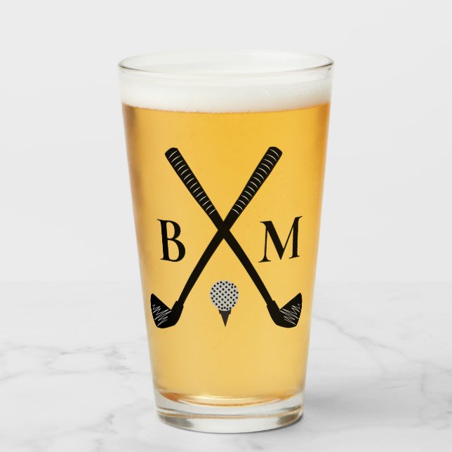 Monogramm Initial Golf Club Elegantes Template Bie Glas (Vorne (Gefüllt))