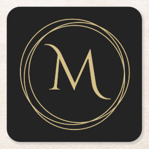 Monogramm Initial in Circles Rechteckiger Pappuntersetzer