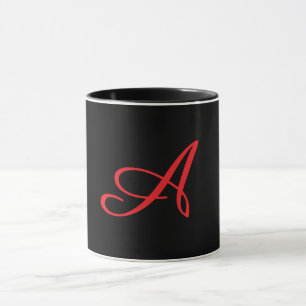 Monogramm Initial Kursiv A Schwarz Tasse