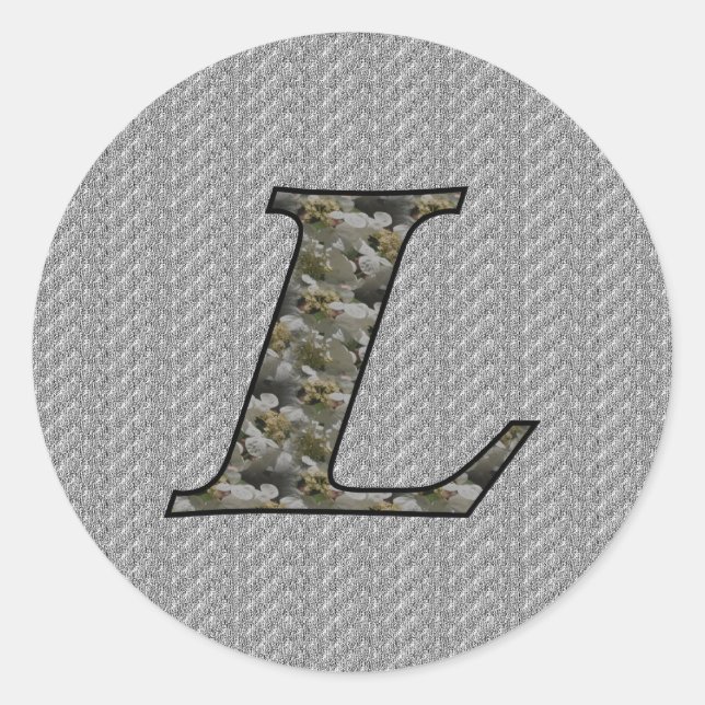 Monogramm Initial L Hydrangea Floral Sticker (Vorderseite)