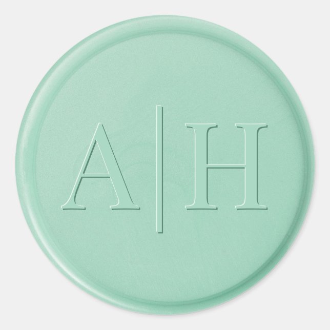 Monogramm Initial Mint Green Wax Siegel Sticker (Vorderseite)