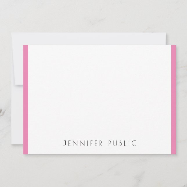Monogramm Initial Modern Simple Template Pink Whit Mitteilungskarte (Vorderseite)