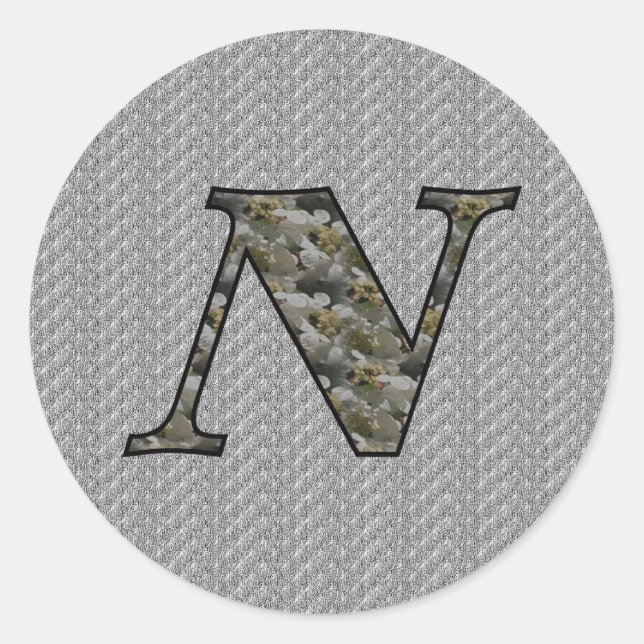 Monogramm Initial N Hydrangea Floral Sticker (Vorderseite)