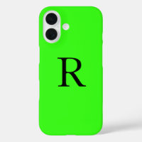 Monogramm Initial Neon Green Solid Color Cool