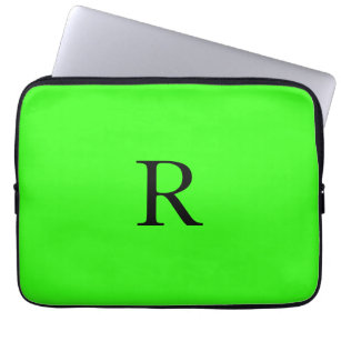 Monogramm Initial Neon Green Solid Color Cool Laptopschutzhülle