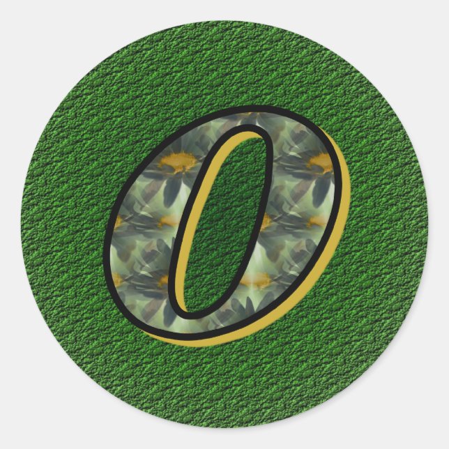 Monogramm Initial-O-Black-Daisis-Aufkleber Runder Aufkleber (Vorderseite)