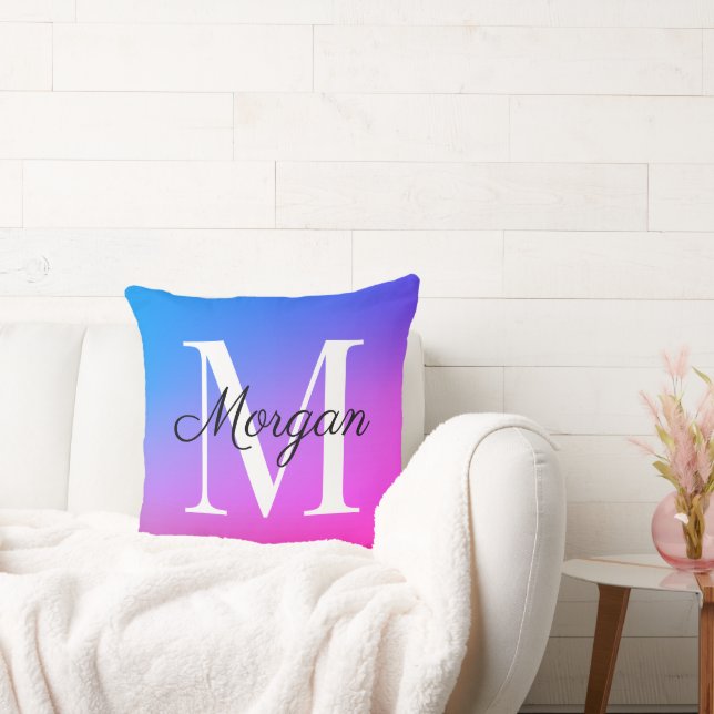 Monogramm Initial Ombre Throw Kissen (Liege)