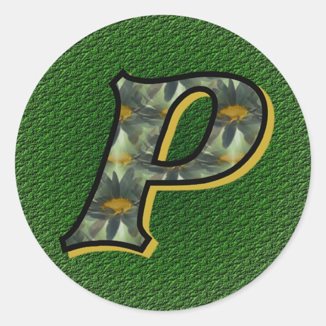 Monogramm Initial P Black Daisies Aufkleber (Vorderseite)