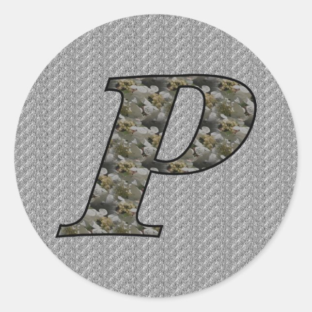 Monogramm Initial-P-Hydrangea-Floral-Aufkleber Runder Aufkleber (Vorderseite)