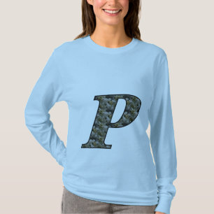 Monogramm Initial P Hydrangea Floral T Shirt